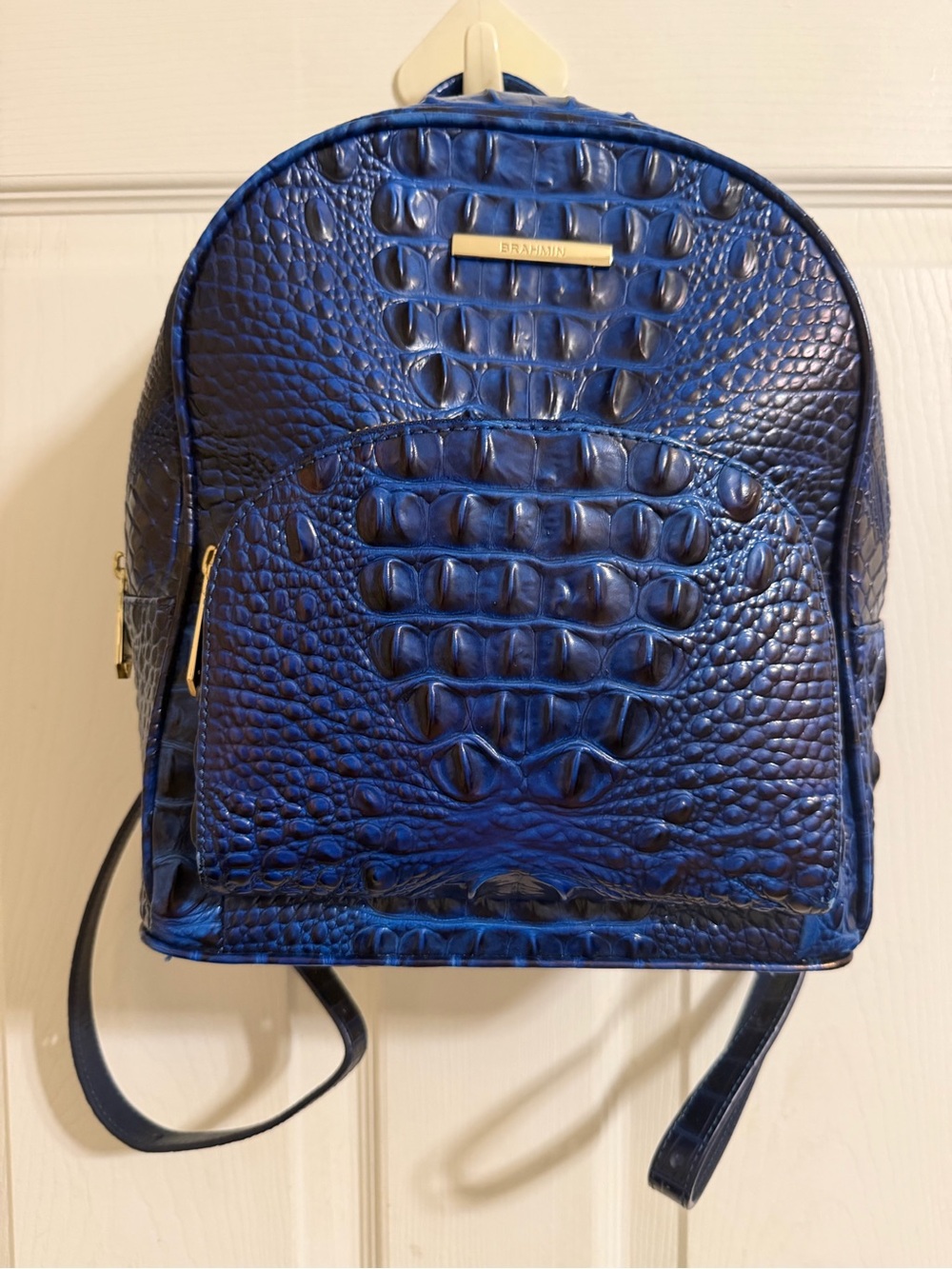 Brahmin Deep Blue Croc-Embossed Mini Backpack